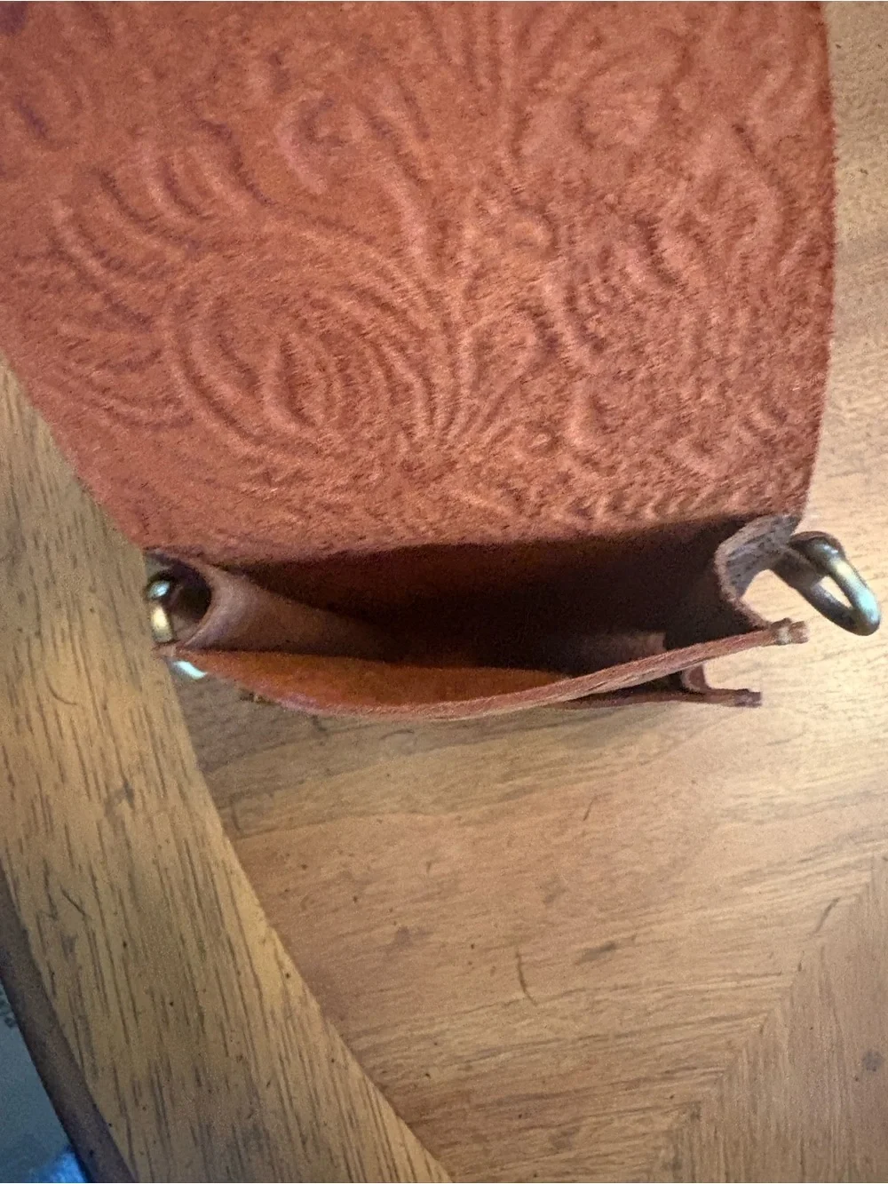 Brown Tooled Leather Crossbody Phone Pouch - Classic Men’s Bag